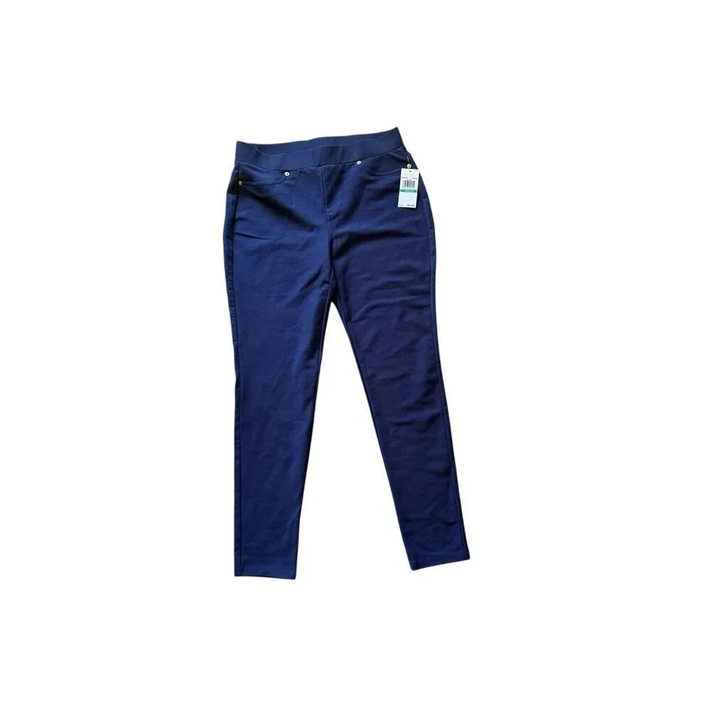 NWT Michael Kors Womens True Navy Pull-on Stretch Twill Jegging Pants Size Large